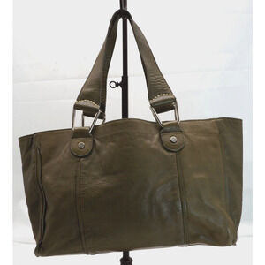 Olive Green Leather Shoulder Bag